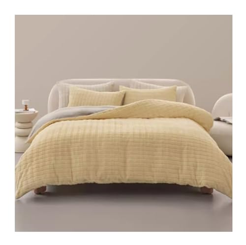 DTACBNEUZ 4-teiliges Bettwäscheset Winter-Bettbezug-Set aus verdicktem Milchsamt, Dicker Bettbezug und Bettlaken-Set aus Samt Bettdeckenset(Yellow,220 * 240cm-4pc) von DTACBNEUZ