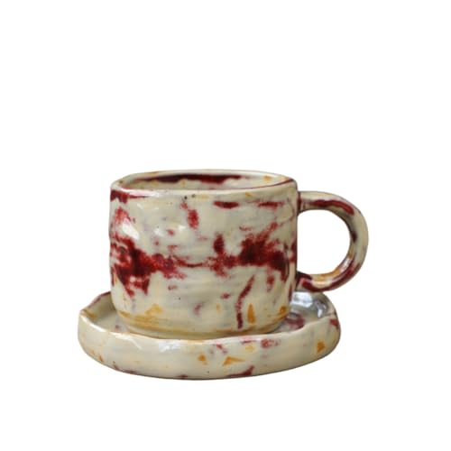 DTACBNEUZ Kaffeetasse Büro und Zuhause Kaffee-/Teetasse mit Teller Keramikbecher Henkel von DTACBNEUZ