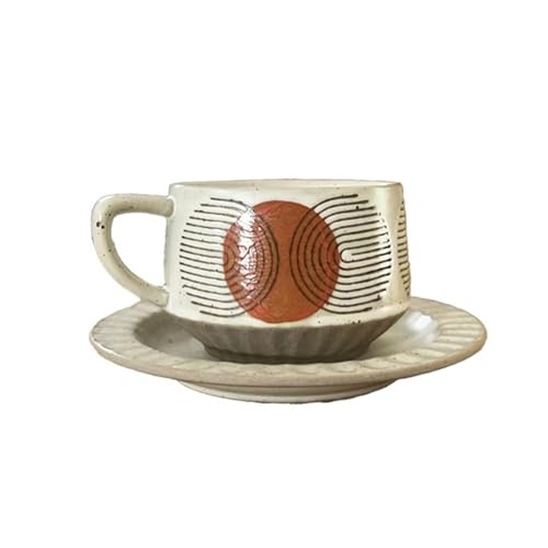 DTACBNEUZ Kaffeetasse Kaffee-/Teetassen-Set, Retro-Keramik mit Untertasse, Home Cafe, 300 ml von DTACBNEUZ
