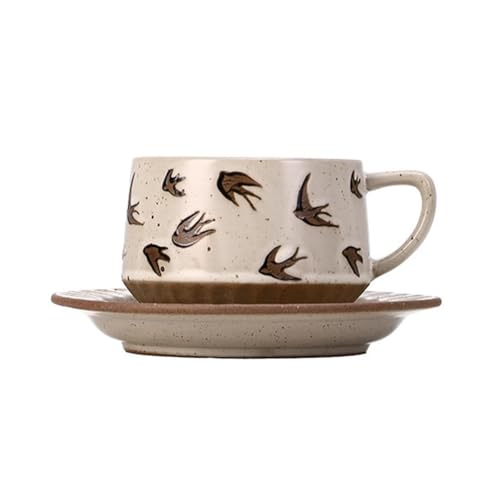DTACBNEUZ Kaffeetasse Kaffee-/Teetassen-Set Vintage Keramik mit Untertasse 300ml von DTACBNEUZ
