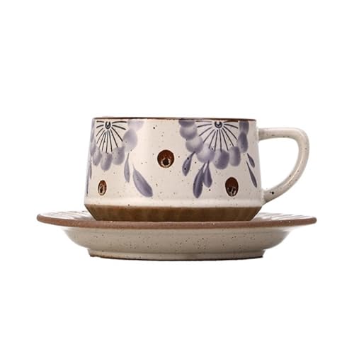 DTACBNEUZ Kaffeetasse Kaffee-/Teetassen-Set Vintage Keramik mit Untertasse Zitronenmuster 300ml DTACBNEUZ Kaffeetasse Kaffee-/Teetassen-Set Vintage Keramik mit Untertasse Zitronenmuster 300ml von DTACBNEUZ