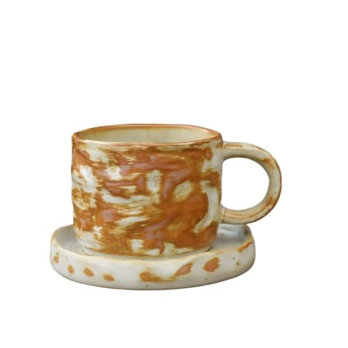 DTACBNEUZ Kaffeetasse Keramik Haushalt Kaffee/Tee Tasse mit Platte Cafe von DTACBNEUZ