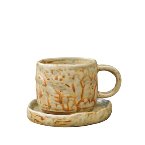 DTACBNEUZ Kaffeetasse Keramik-Kaffee-/Teetasse mit Teller for Büro und Zuhause von DTACBNEUZ