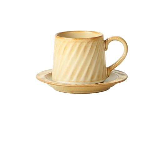 DTACBNEUZ Kaffeetasse Keramikbecher mit Farbverlauf und großem Fassungsvermögen, gestreift, fürs Büro, Wasserbecher, Kaffeetasse for zu Hause Untertasse, Set, 300 ml von DTACBNEUZ
