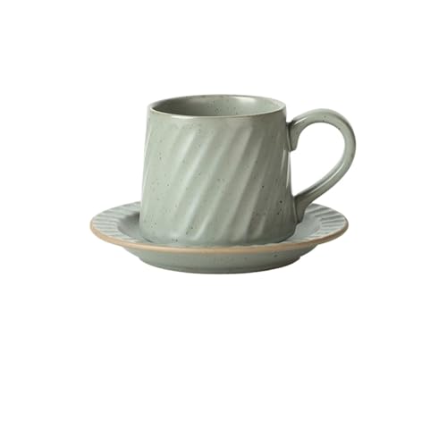 DTACBNEUZ Kaffeetasse Keramikbecher mit großer Kapazität, gepunktet und gestreift, fürs Büro, Wasserbecher, Kaffeetasse for Zuhause Untertasse, 300 ml von DTACBNEUZ
