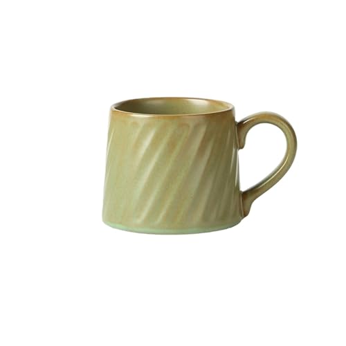 DTACBNEUZ Kaffeetasse Keramiktasse mit großem Fassungsvermögen, grün gestreift, Retro-Latte, einfache europäische, handgegossene Kaffeetasse von DTACBNEUZ