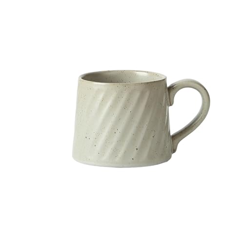 DTACBNEUZ Kaffeetasse Keramiktasse mit großem Fassungsvermögen, weiß gepunktetes Muster, Retro-Latte, einfache europäische handgebrühte Kaffeetasse von DTACBNEUZ