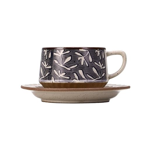 DTACBNEUZ Kaffeetasse Vintage Blumen Keramik Kaffee-/Teetassen-Set mit Untertasse DTACBNEUZ Kaffeetasse Vintage Blumen Keramik Kaffee-/Teetassen-Set mit Untertasse von DTACBNEUZ