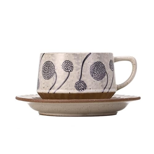 DTACBNEUZ Kaffeetasse Vintage Hortensien Keramik Kaffee-/Teetassen-Set mit Untertasse von DTACBNEUZ