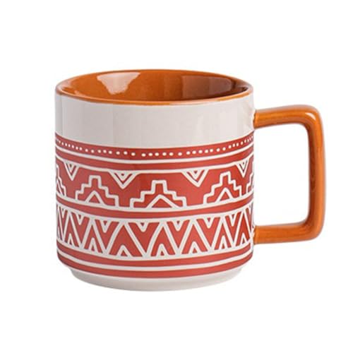 DTACBNEUZ Kaffeetasse Vintage Strukturierte Keramik-Kaffeetasse mit großem Fassungsvermögen, Frühstücksbecher for Zuhause, Büro, Restaurant, Café(Red) von DTACBNEUZ