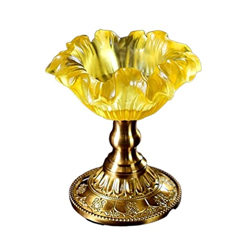DTACBNEUZ Kerzenhülsenhalter Kreativer blumenförmiger Kerzenständer Retro glasierter Kerzenhalter Schreibtischdekoration Kupfersockel Kerzenhalter(Yellow) von DTACBNEUZ