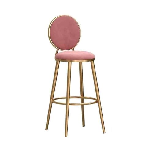 DTACBNEUZ Pub Barhocker 75cm Haushaltsmode Hohe Barhocker Rückenlehne Inselstuhl Café Barstuhl(Pink) von DTACBNEUZ