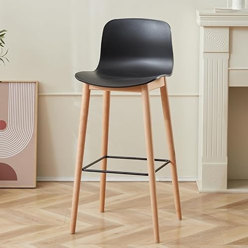 DTACBNEUZ Pub Barhocker Barhocker aus massivem Holz, Rückenlehne, Bar, Verhandlung, Empfang, verdickter Hochhocker, hoher Barstuhl(Schwarz) von DTACBNEUZ