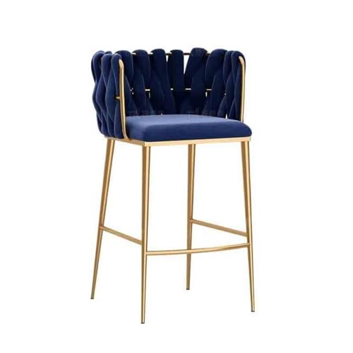 DTACBNEUZ Pub Barhocker Leichter Luxus-Stuhl aus einfachem Metall for die Hausbar, Kassierer, Inseltisch, Esszimmerstuhl, Rezeption, Sitzlehne, Barhocker(Blue) von DTACBNEUZ