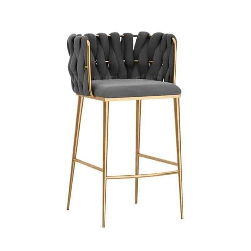 DTACBNEUZ Pub Barhocker Leichter Luxus-Stuhl aus einfachem Metall for die Hausbar, Kassierer, Inseltisch, Esszimmerstuhl, Rezeption, Sitzlehne, Barhocker(Grigio) von DTACBNEUZ