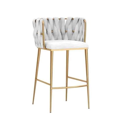 DTACBNEUZ Pub Barhocker Leichter Luxus-Stuhl aus einfachem Metall for die Hausbar, Kassierer, Inseltisch, Esszimmerstuhl, Rezeption, Sitzlehne, Barhocker(Weiß) von DTACBNEUZ
