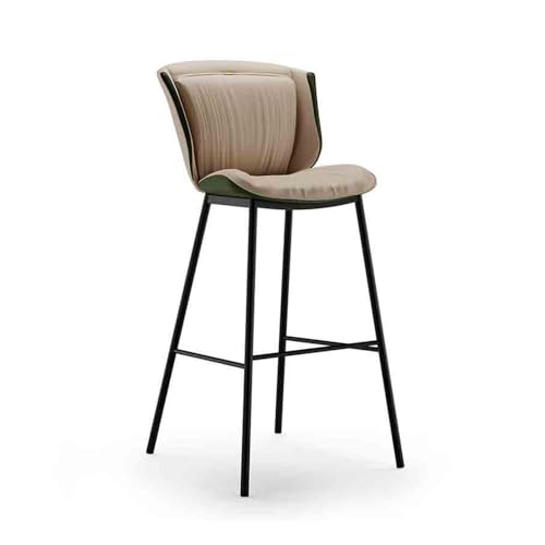 DTACBNEUZ Pub Barhocker Licht Luxus Eisen Hohe Hocker Cafe Bar Moderne Einfache Stuhl Front Barhocker(Beige) von DTACBNEUZ