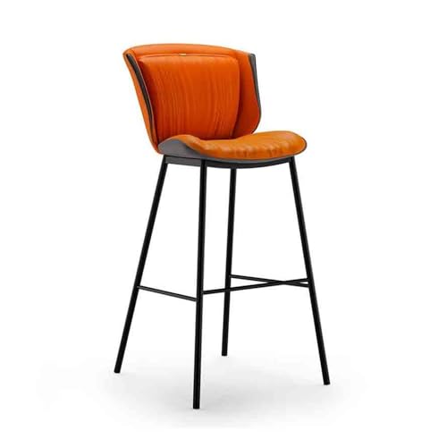 DTACBNEUZ Pub Barhocker Licht Luxus Eisen Hohe Hocker Cafe Bar Moderne Einfache Stuhl Front Barhocker(Orange) von DTACBNEUZ