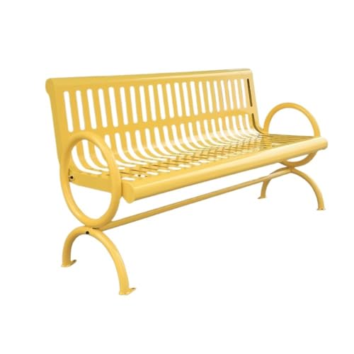 DTACBNEUZ Terrassenbank Metallbank for den Außenbereich mit bequemer Rückenlehne, Gartenmöbel for mehrere Personen, Sitzbank for Park, Terrasse, Hof, Gelb Gartenmöbel für den Außenbereich(Groß) von DTACBNEUZ