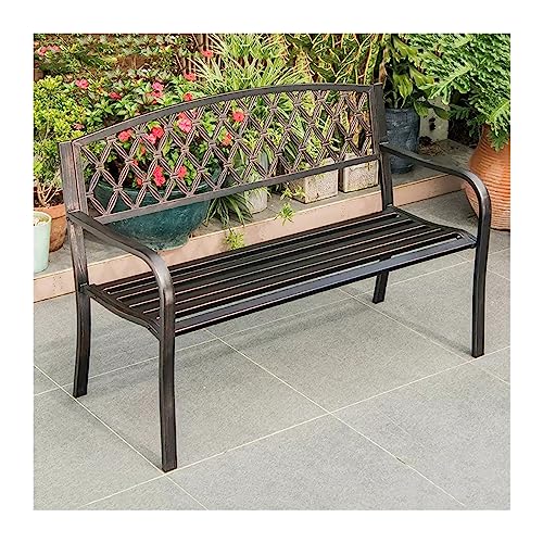 DTACBNEUZ Terrassenbank Terrassenbänke for den Außenbereich, dekorative Vintage-Gartenstühle aus Metall for die Lange Terrasse – Möbel for die Veranda Gartenmöbel für den Außenbereich(Bronze) von DTACBNEUZ