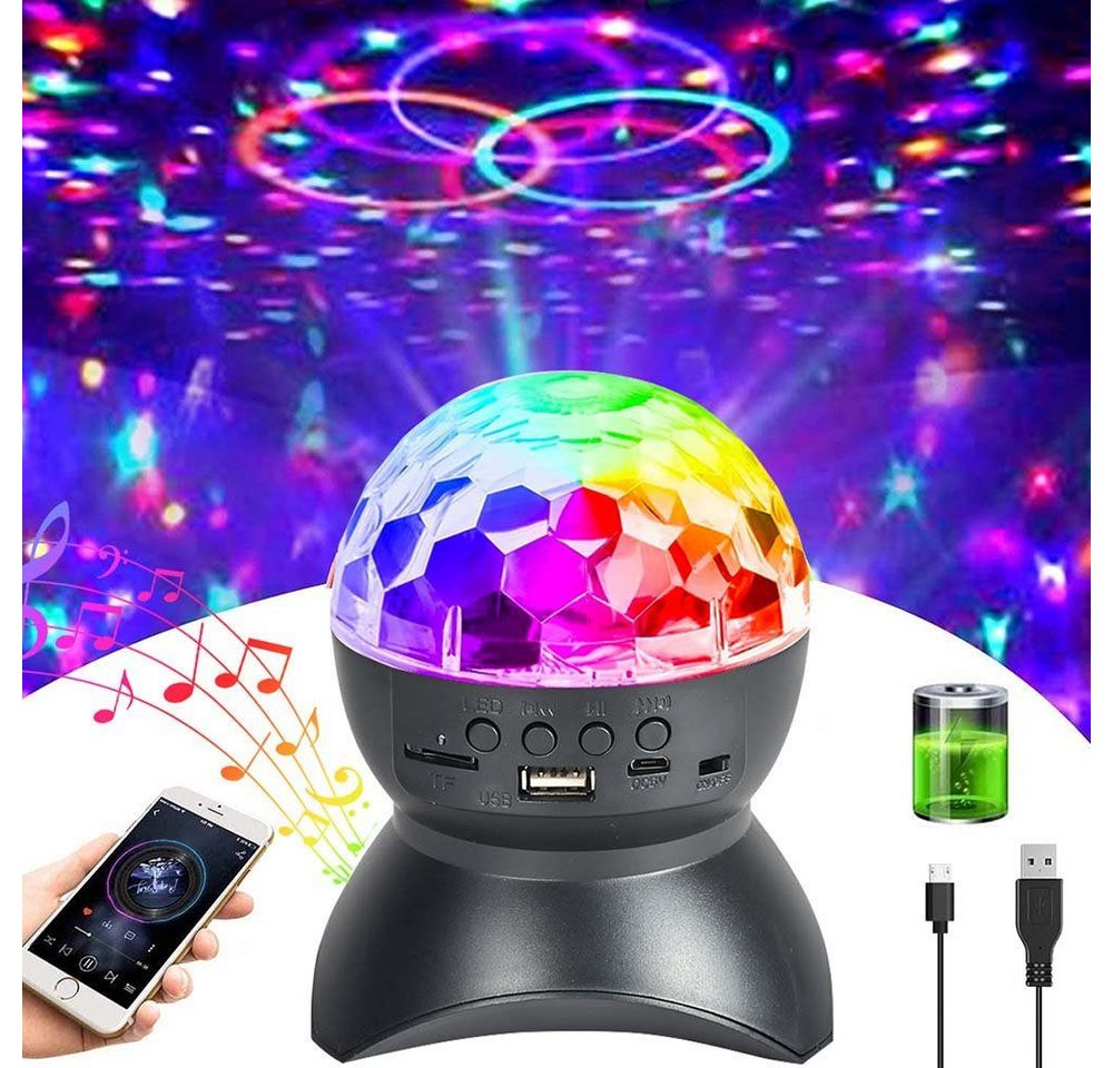 DTC GmbH LED Discolicht Tischleuchte RGB LED Discolicht Partylicht,Bluetooth Discokugel, Wiederaufladbar, Disco-Lichter RGB Tischlampe, Wiederaufladbar/USB-betrieben, LED Discokugel, RGB Partyleuchte von DTC GmbH