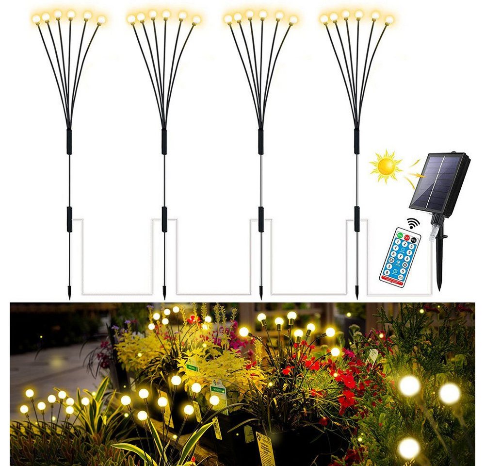 DTC GmbH LED Gartenleuchte Led lichterketten 8 Modi Warmweißes/Multicolor 4 pack mit Timer, WarmweiBes, 8Modi, lP65, Warmweißes, 8Modi, IP65, IP65 wasserdicht mit, Fernbedienung Glühwürmchen Leuchte Garten Deko von DTC GmbH