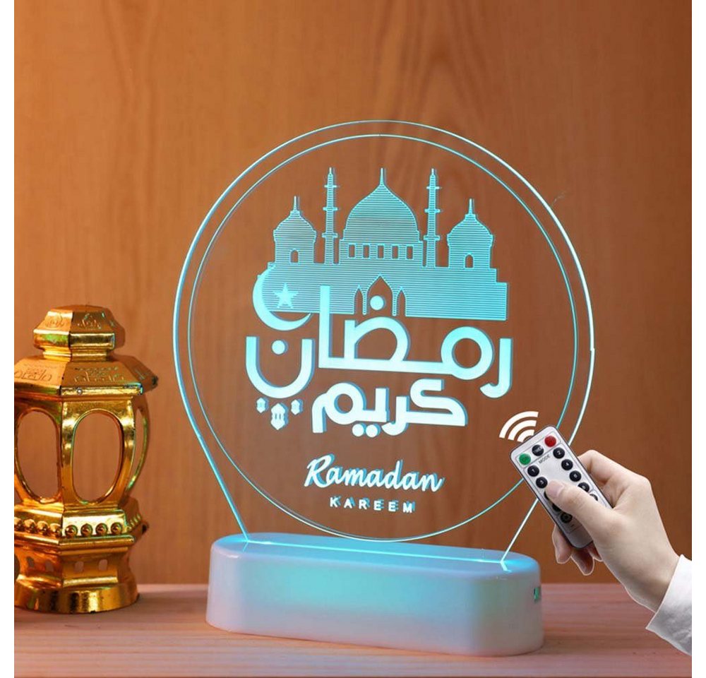 DTC GmbH LED Nachtlicht Eid Nachtlicht,Fernbedienung,Eid Ramadan Dekoration Licht, USB plug-in, 3A Batterie, Muslim Eid Tischlicht, 3D Acryl, Eid Dekoration, Festival Geschenk/Basteln/Tischdekoration von DTC GmbH