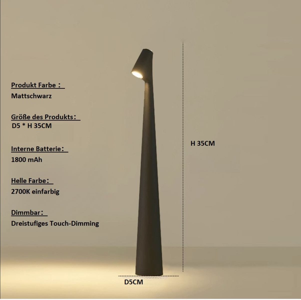 DTC GmbH LED Schreibtischlampe Elegante hohe Tischlampe-Geringe Größe von DTC GmbH