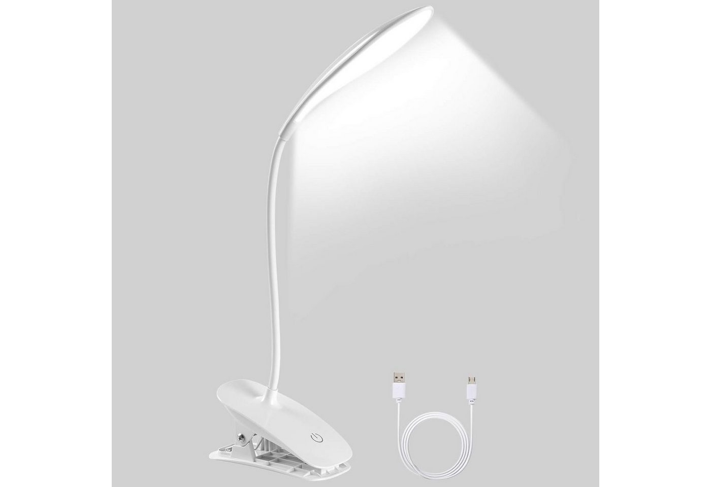 DTC GmbH LED Leselampe USB-Schreibtischlampe für die Augenpflege, Typ-C-LadeanschlussClip-Modell, LED fest integriert, 3 Helligkeitsstufen, USB-Laden, frei einstellbar von DTC GmbH