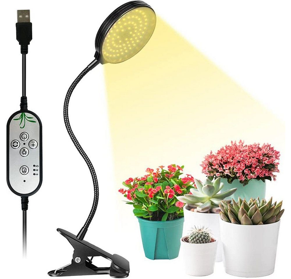 DTC GmbH Pflanzenlampe USB-Modell Led pflanzenlicht für pflanzen,Timer,Clip-on, 78Leds Ip65 Wasserdicht Vollspektrum Pflanzenlicht 1/2/3/4 Lampenköpfe von DTC GmbH