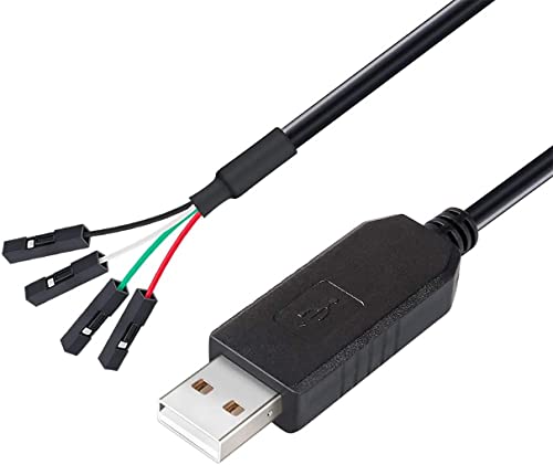 DTech USB zu TTL Serielles 3,3 V Adapterkabel TX RX Signal 4 Pin 0,1 Zoll Pitch Buchse PL2303 Prolific Chip Windows 10 8 7 XP Vista (1 m, Schwarz) von DTech