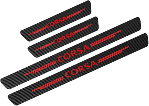 DTERNITOU 4 Stück Auto Einstiegsleisten Schutz für OP-EL Corsa, Auto Carbon Fiber Einstiegsleisten Türschweller Auto Einstiegsleisten Schutz Folie,Red von DTERNITOU
