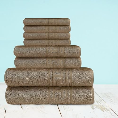DTEX HOMES 8-teiliges Handtuch-Set, 100% ägyptische Baumwolle, 600 g/m², 2 Badetücher, 2 Handtücher, 4 Waschlappen - Braun von DTEX HOMES