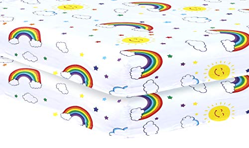 Spannbettlaken, 70 x 140 cm, Regenbogenfarben, 2 Stück von DTEX HOMES