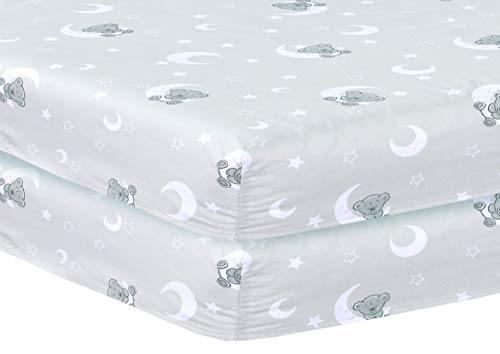 Spannbettlaken für Kinderbett, 70 x 140 cm, Motiv: Sleeping Moon Teddy, 2 Stück von DTEX HOMES