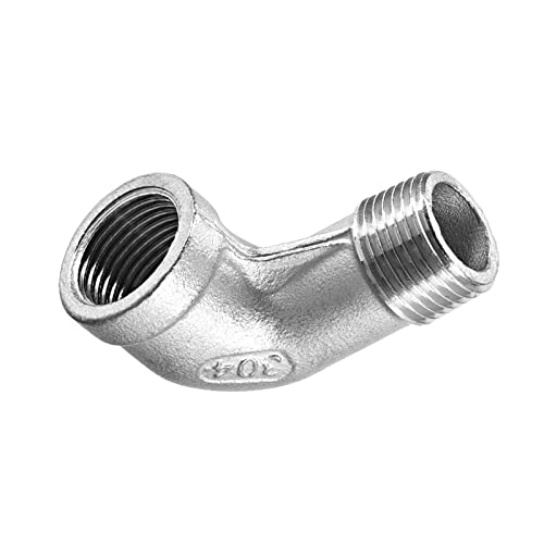 DTGN 3/8BSPT x 3/8BSPT(Weiblich x Männlich) 90 Grad Rohr Fitting - Gut für Wasser Rohr System - 304 Edelstahl Stahl Winkel Fittings - Silber Ton von DTGN