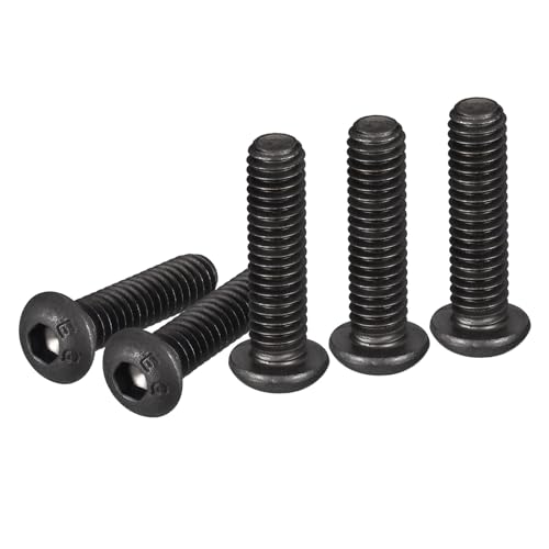 DTGN 5/16-18x1-1/2" Innensechskantschrauben mit Flachkopf - 20er Pack - Geeignet für Maschinen - Kohlenstoffstahl Schwarzoxid - Sechskantantrieb Vollgewinde UNC Befestigungselemente von DTGN