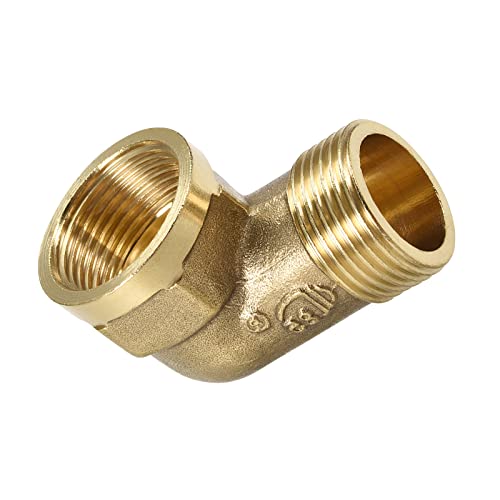 DTGN G3/4 x G3/4 (Stecker x Buchse) 90 Grad Messing Rohrverschraubung - Gut für Wasser Leitung System - Messing Street Winkel Adapter - Gold Ton von DTGN