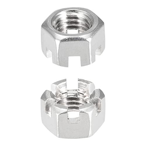 DTGN M12x1.75mm(DxP) Sechskant Geschlitzt Muttern - 5Pack - Gut für Maschinen - 304 Edelstahl Sechseck Muttern - Silber Ton von DTGN