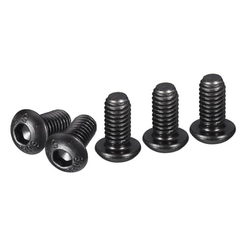 DTGN M6-1x12mm Innensechskantschrauben mit Linsenkopf - 25er Pack - Geeignet für Maschinen - Kohlenstoffstahl Schwarzoxid - Sechskantantrieb Vollgewindebefestigung von DTGN