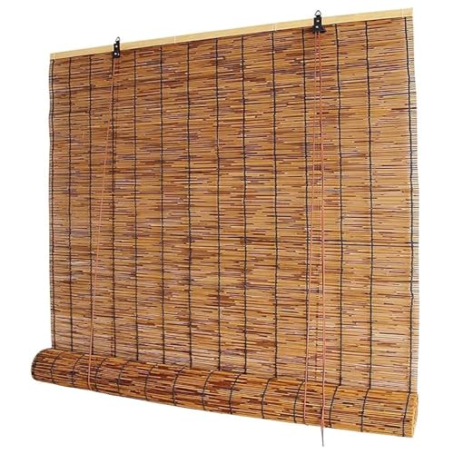 Bambusrollo Outdoor Wetterfest Blickdicht Bambus Rollos Für Fenster, Bambus Raffrollo Sonnenschutz Sichtschutz Holz Jalousie Seitenzugrollo Inkl Montaematerial, 40/60/80/100/130/160cm Breite (Color : von DTGPRO