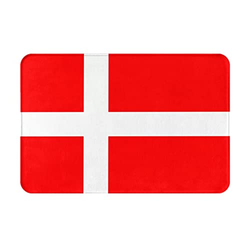 Fußmatte mit dänischer Flagge, 40 x 60 cm, für drinnen und draußen, saugfähig und rutschfest, pflegeleicht. von DTGPRO