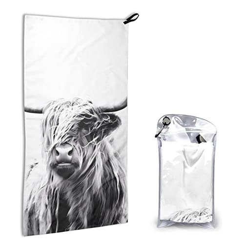 Highland Cattle Mikrofaser-Handtuch, schnell trocknend, 40 x 80 cm, weich und hautfreundlich, gute Saugfähigkeit, tragbar und schnell trocknend. von DTGPRO