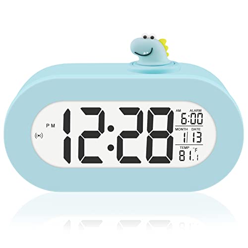 DTKID Digitaler Wecker Kinder mit Datum, Temperatur, Snooze，Automatische Hintergrundbeleuchtung, 12/24H, Kinderwecker für Jungen Mädchen Kinderzimmer, Batteriebetrieben von DTKID