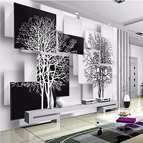 3D Tapete Effekte Baum schwarz und weiß Vlies Tapete Riesiges Bild Moderne Wanddeko Design Wandtapete Art Wand für Wohnzimmer Jugendzimmer Dekoration,400x280 cm(W x H) von DTKY