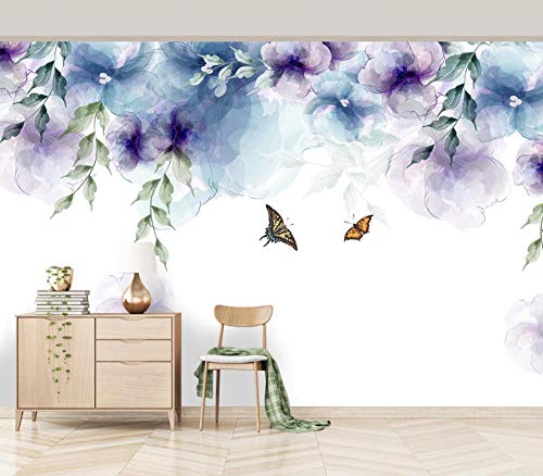 Fototapeten 3D Tapete Schmetterling, Blume Vlies Tapete Wandaufkleber Moderne Art Design Fototapeten Tapeten Wandtapete Moderne Wand Schlafzimmer Wohnzimmer Dekoration,350x250 cm(W x H) von DTKY