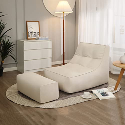 DTLEO Bean Bag Sitzkissen Sessel Bodenkissen Wohnzimmer Garten (Nur Cover) Bodenkissen Hocker Outdoor Sitzsack Chaiselongue Lounge Gamer Sitzsack Sessel,Beige von DTLEO