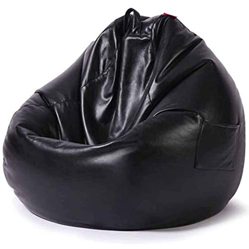 DTLEO Klassischer Sitzsack aus Kunstleder, Naturleder, für den Innen- und Außenbereich, für Wohnzimmer, Schlafzimmer, Garten (ohne Füllung),Schwarz,L von DTLEO