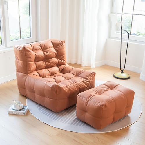 DTLEO Lazy Sitzsack-Stuhlbezug Sitzsack-Stuhlbezug, Premium-Leathaire-Stoff, Sitzsäcke, Couchbezug (Keine Polsterung), Lazy Sofa Lounger, Relax-Möbel für Erwachsene,Braun von DTLEO