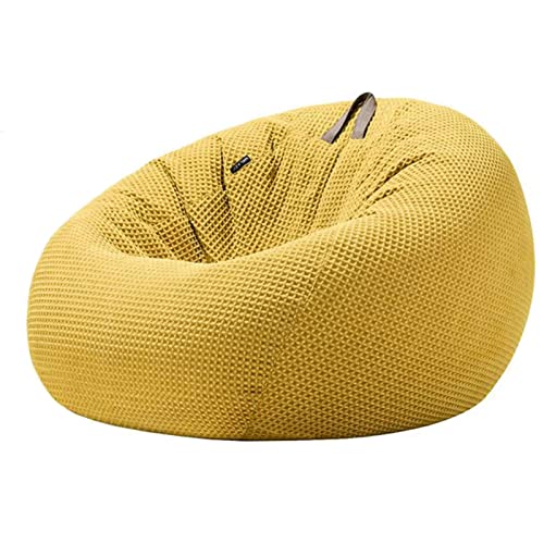 DTLEO Sitzsack Hülle Bezug aus Baumwolle Waffelpiqué Sitzsack (ohne Füllung) Abdeckung zum Organisieren von Plüschtieren oder Memory Foam Füllstoff,Gelb,90x90cm von DTLEO